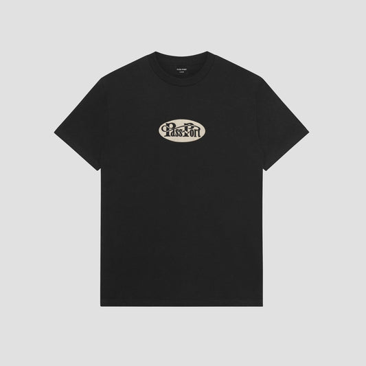 Passport Whip Embroidery T-Shirt Black