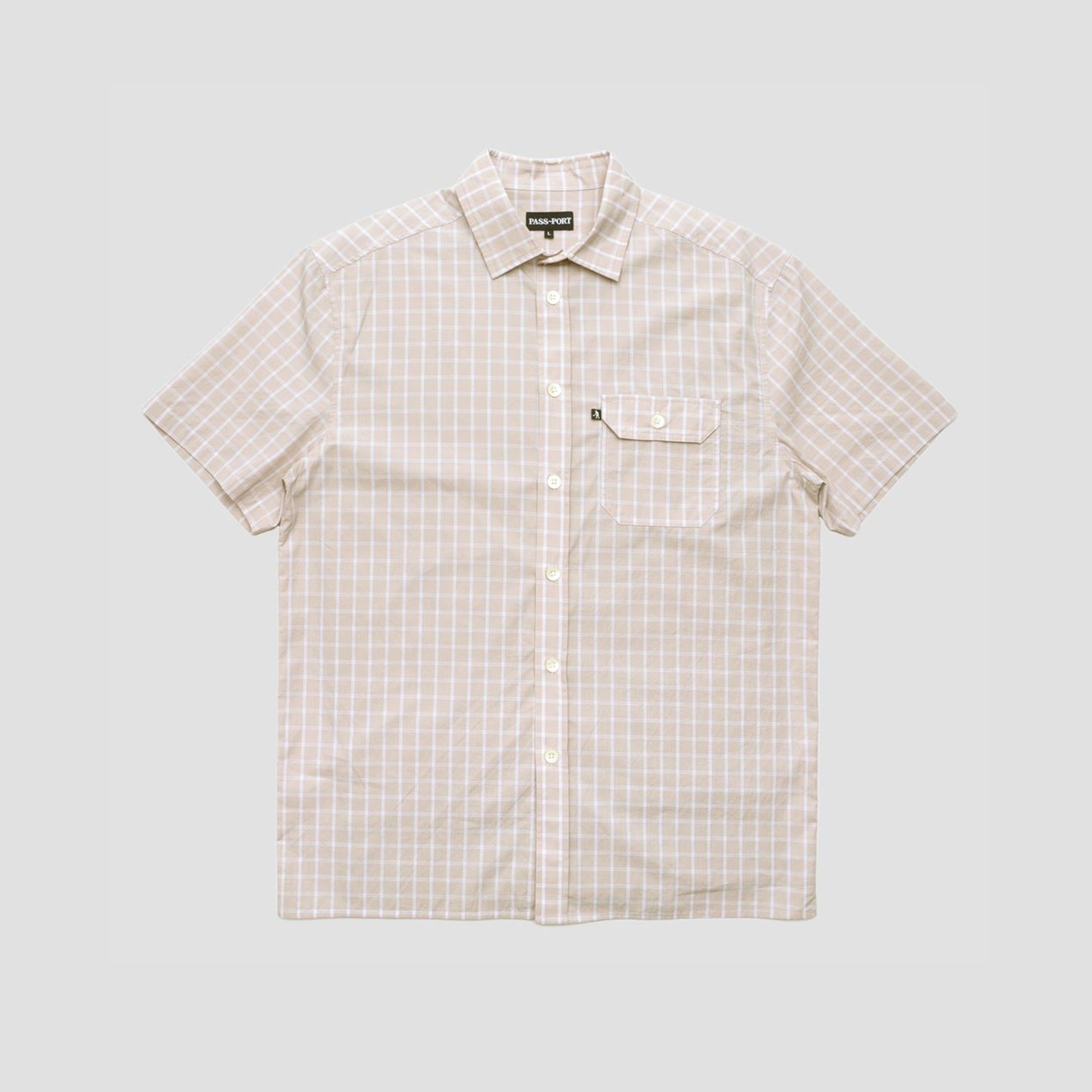 Passport Workers Check Shirt Shortsleeve Cream