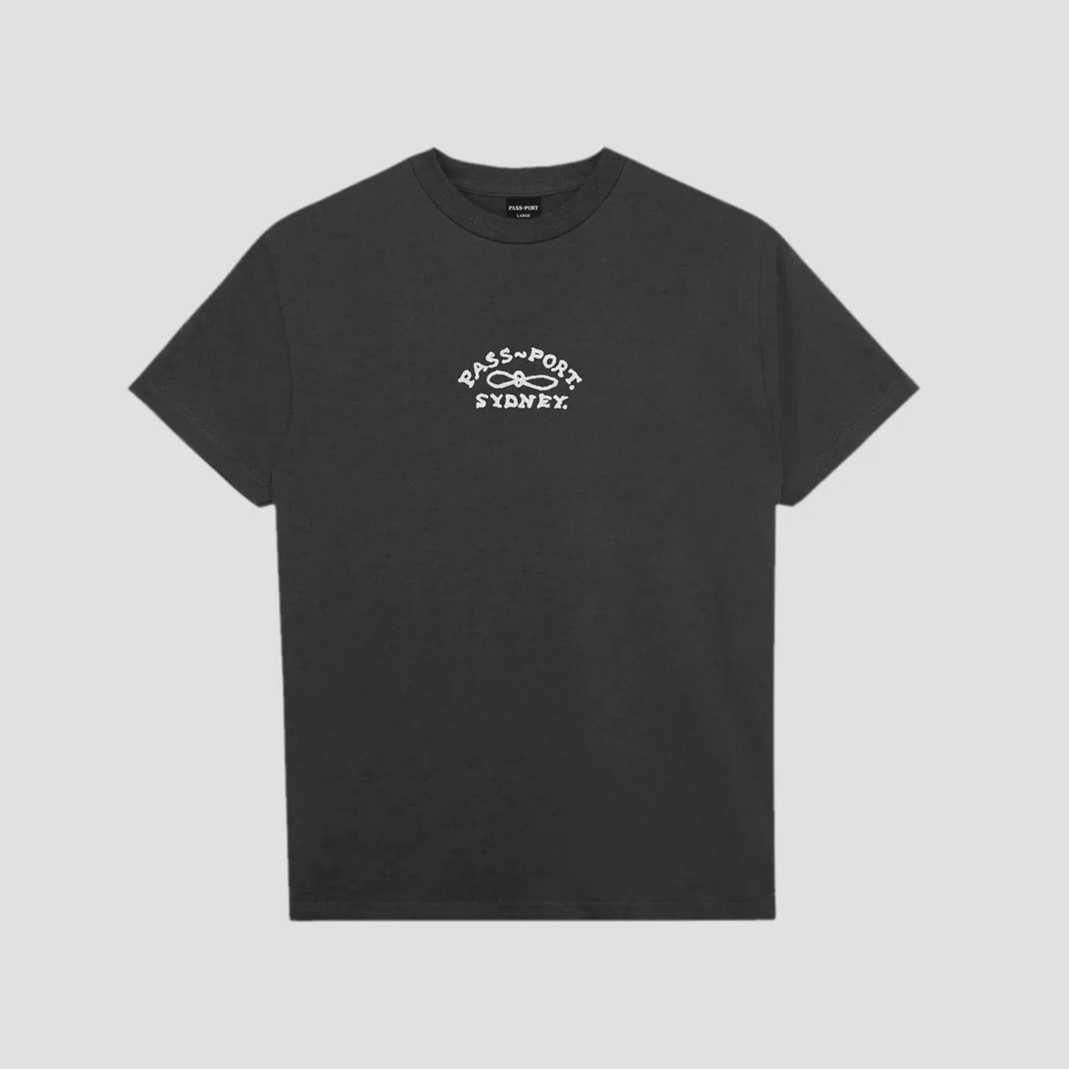 Passport Moniker Organic Embroidery T-Shirt Black