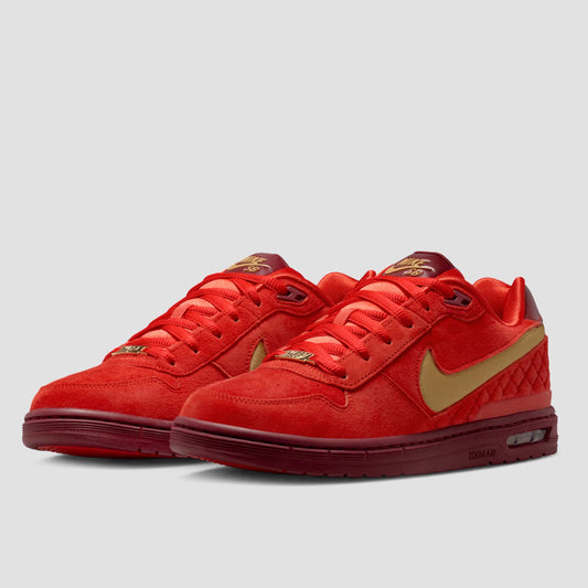 Nike SB Paul Rodriguez Zoom Air Low Skate Shoes Habanero Red / Gold /  Team Red