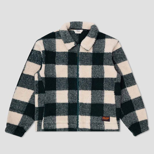 Parlez Province Check Sherpa Jacket Deep Green