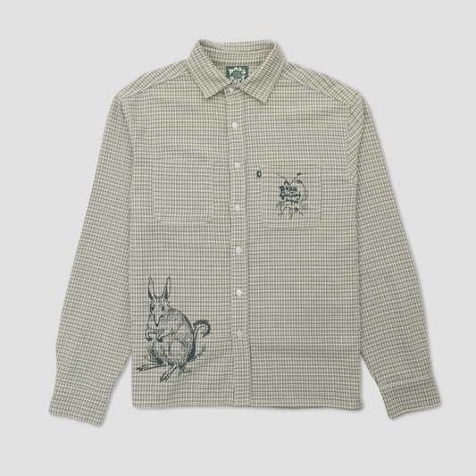 Passport Bush Greeting Workers Check Longsleeve Shirt Moss Green