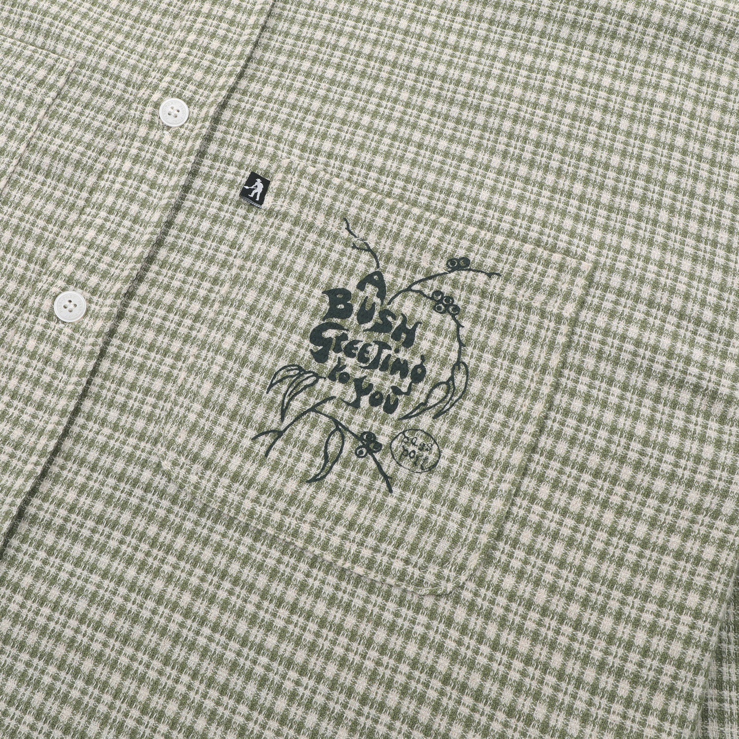 Passport Bush Greeting Workers Check Longsleeve Shirt Moss Green