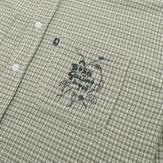 Passport Bush Greeting Workers Check Longsleeve Shirt Moss Green