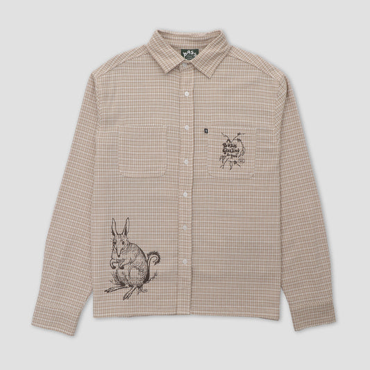 Passport Bush Greeting Workers Check Longsleeve Shirt Tan