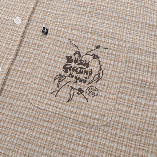 Passport Bush Greeting Workers Check Longsleeve Shirt Tan