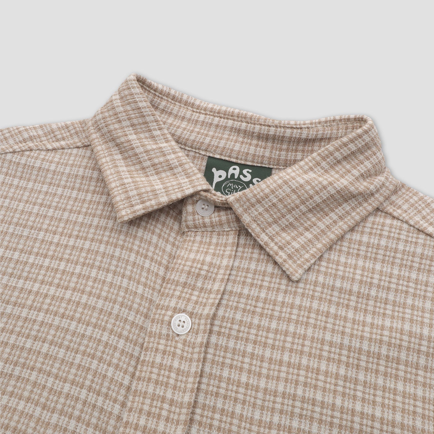 Passport Bush Greeting Workers Check Longsleeve Shirt Tan