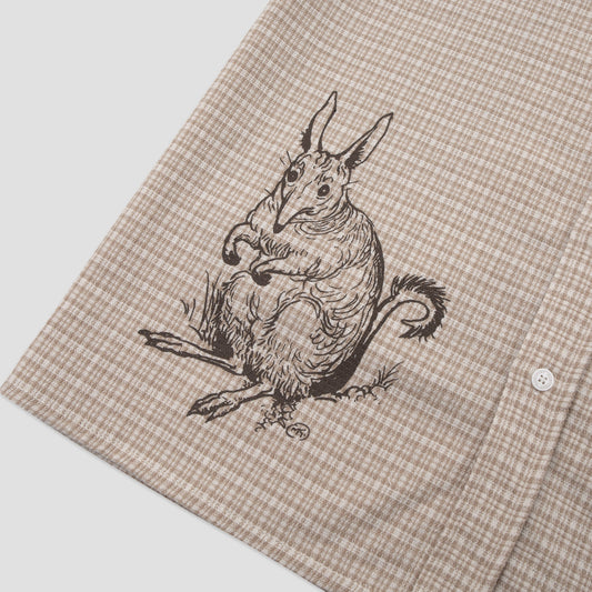 Passport Bush Greeting Workers Check Shortsleeve Shirt Tan