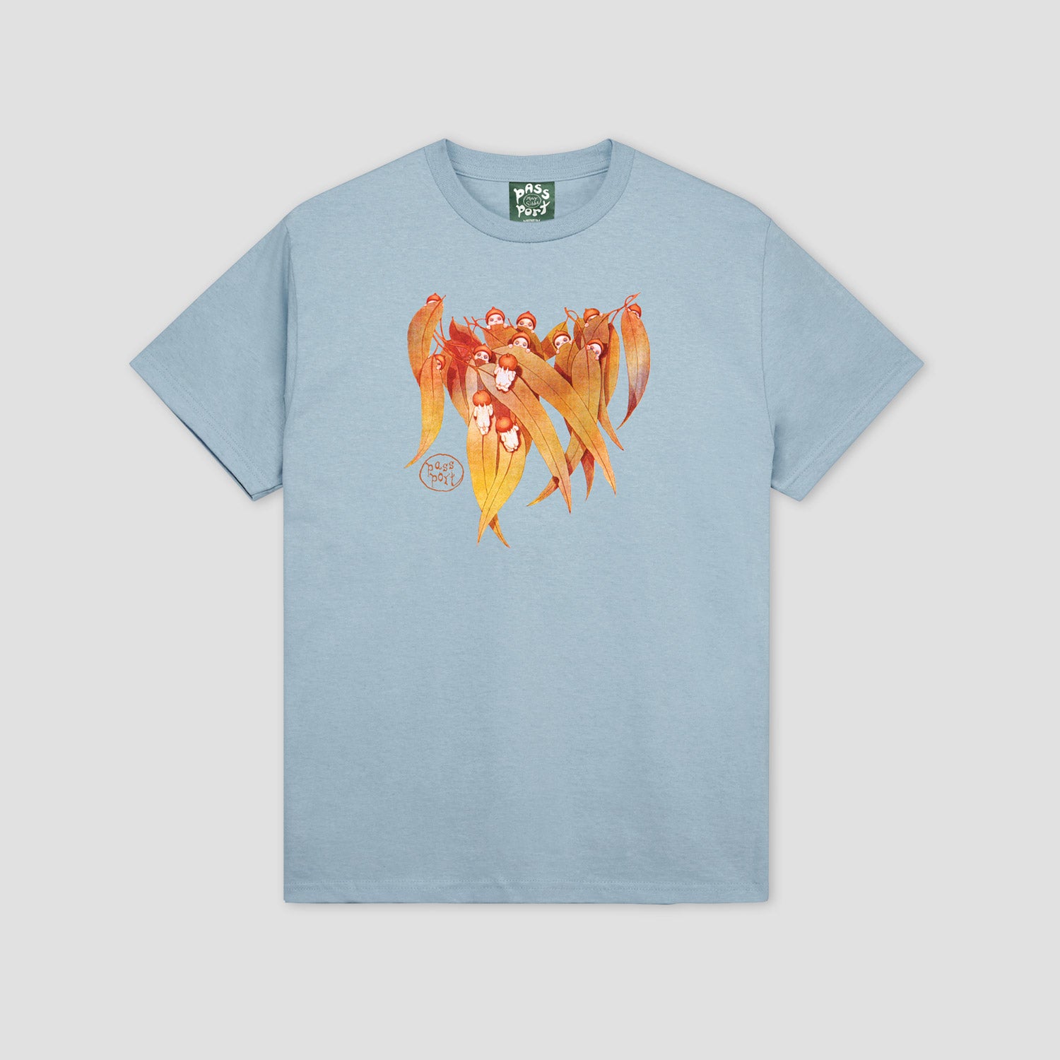 Passport Gum Leaf T-Shirt Stonewash Blue
