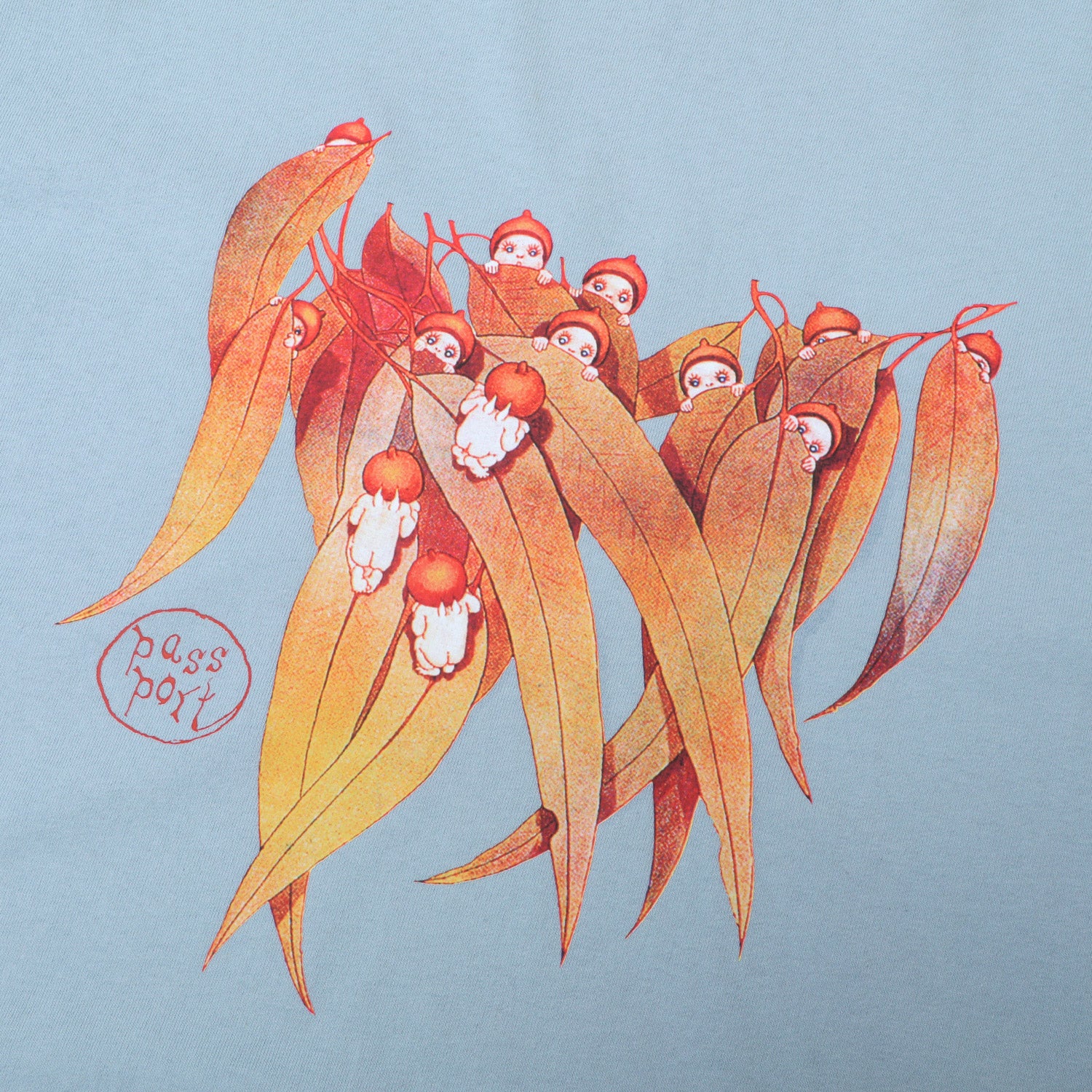 Passport Gum Leaf T-Shirt Stonewash Blue