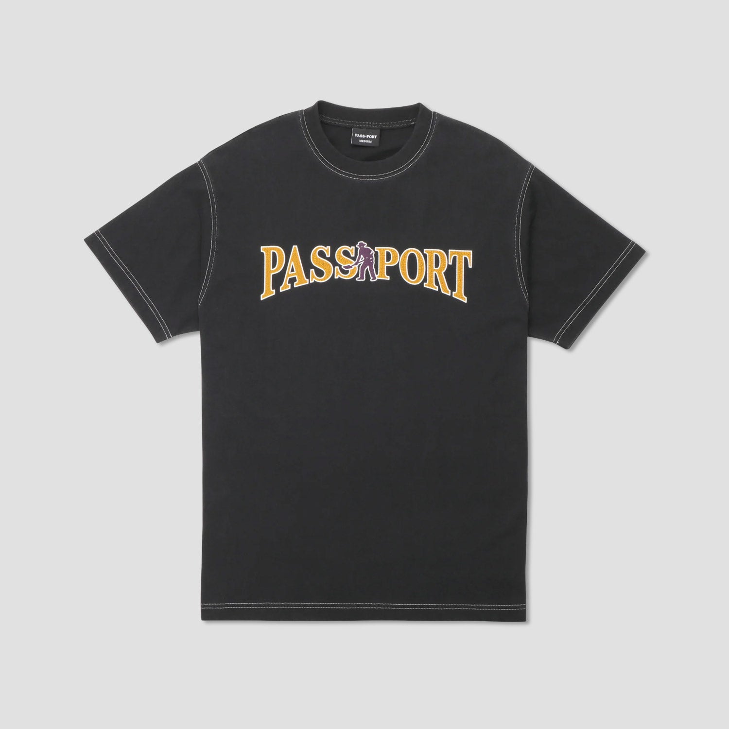 Passport Official Contrast T-Shirt Washed Black