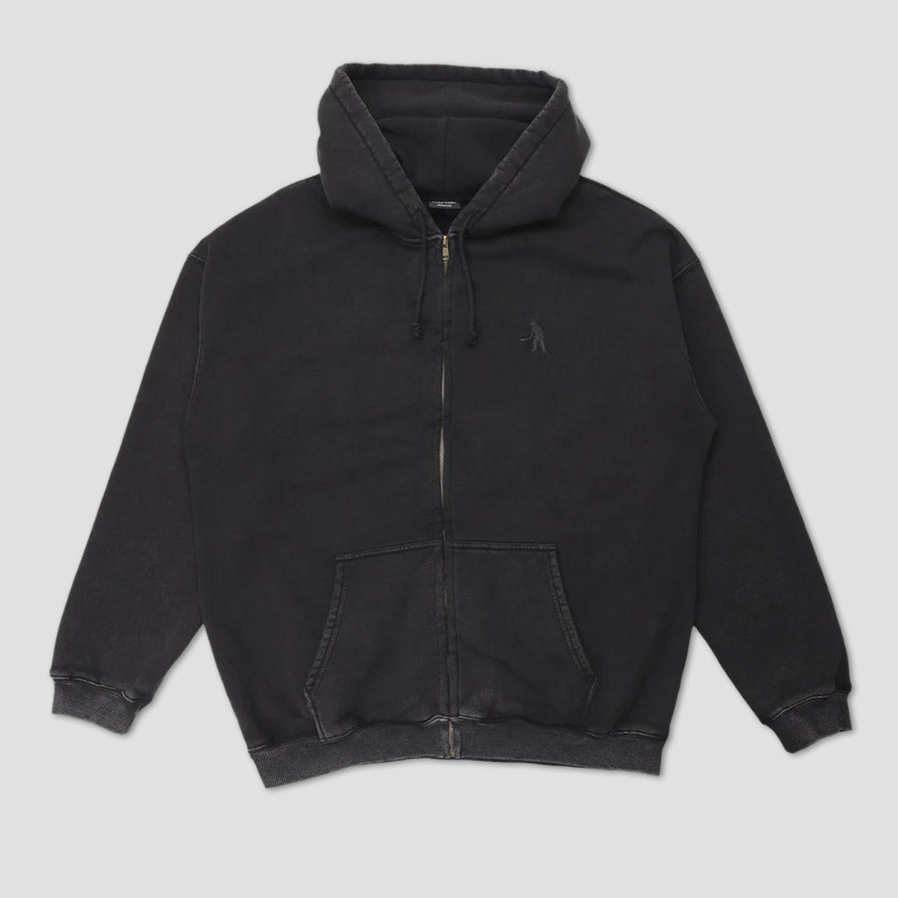 Passport Solid Workers Zip Hood Washed Black