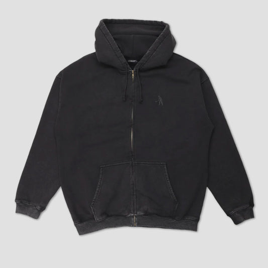 Passport Solid Workers Zip Hood Washed Black