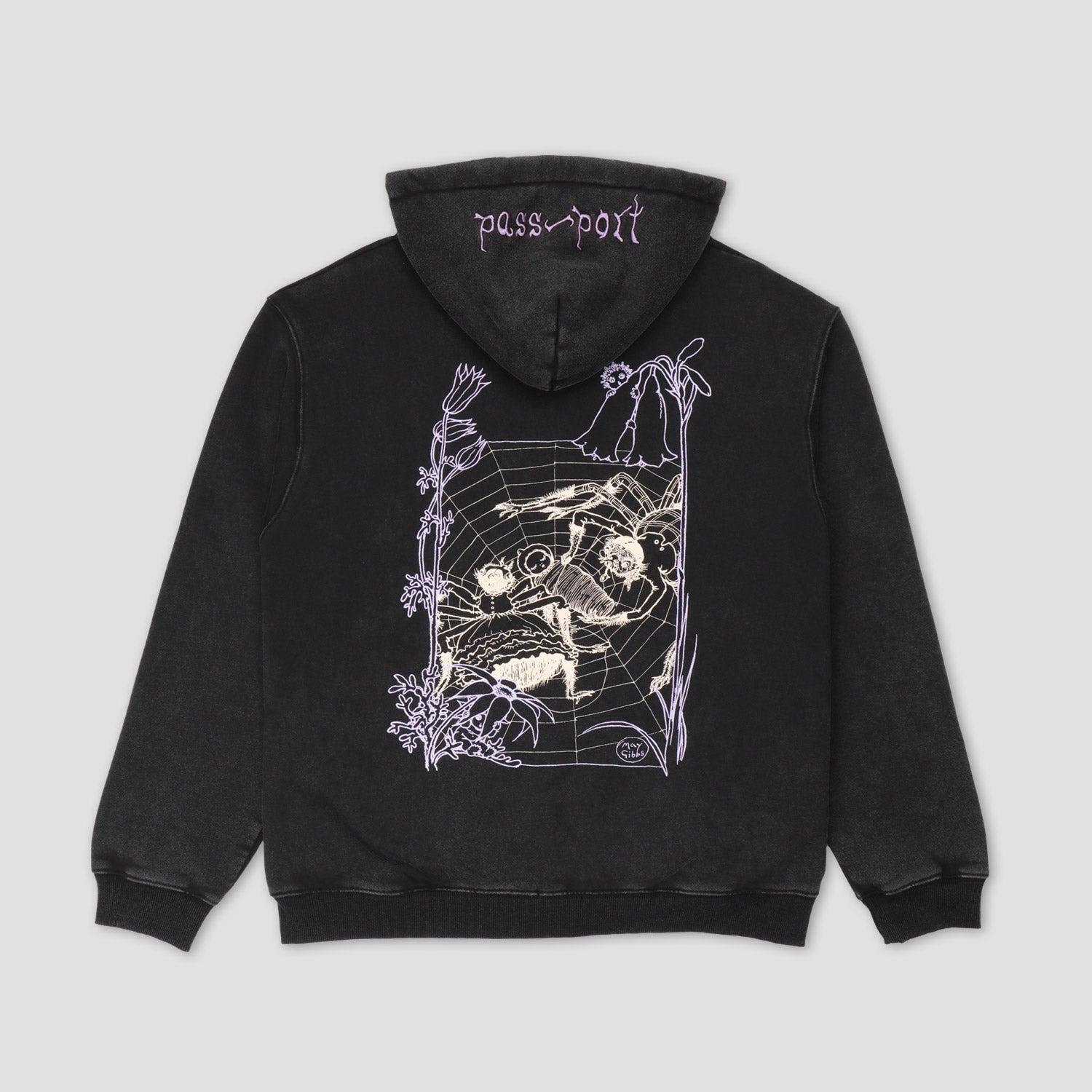 Passport Webbed Bed Zip Hoodie Acid Black