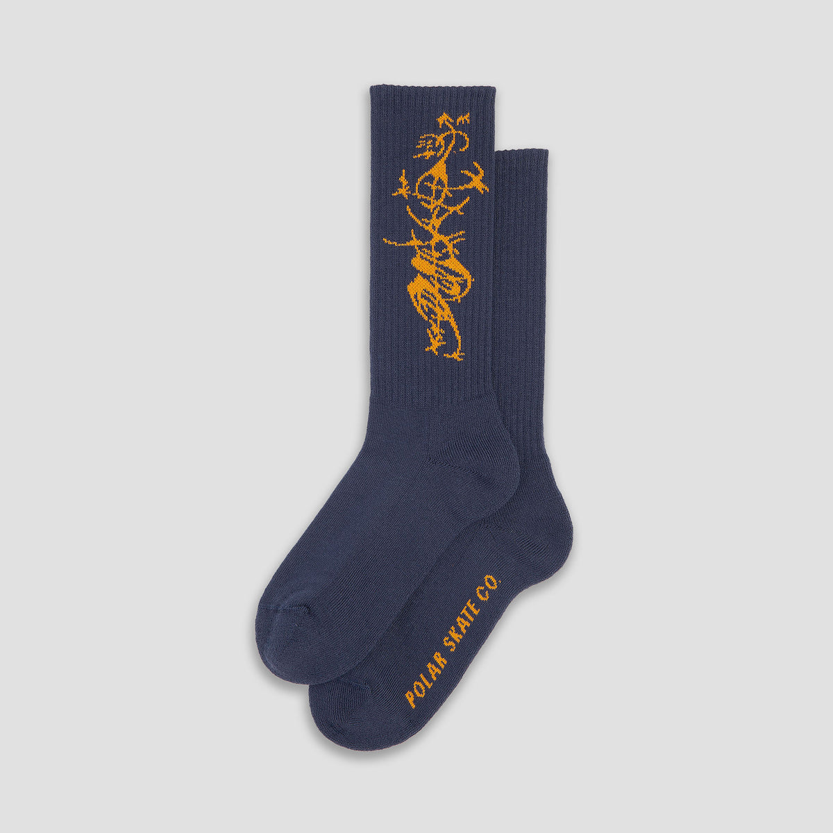 Polar Tribal Long Rib Socks Navy / Yellow