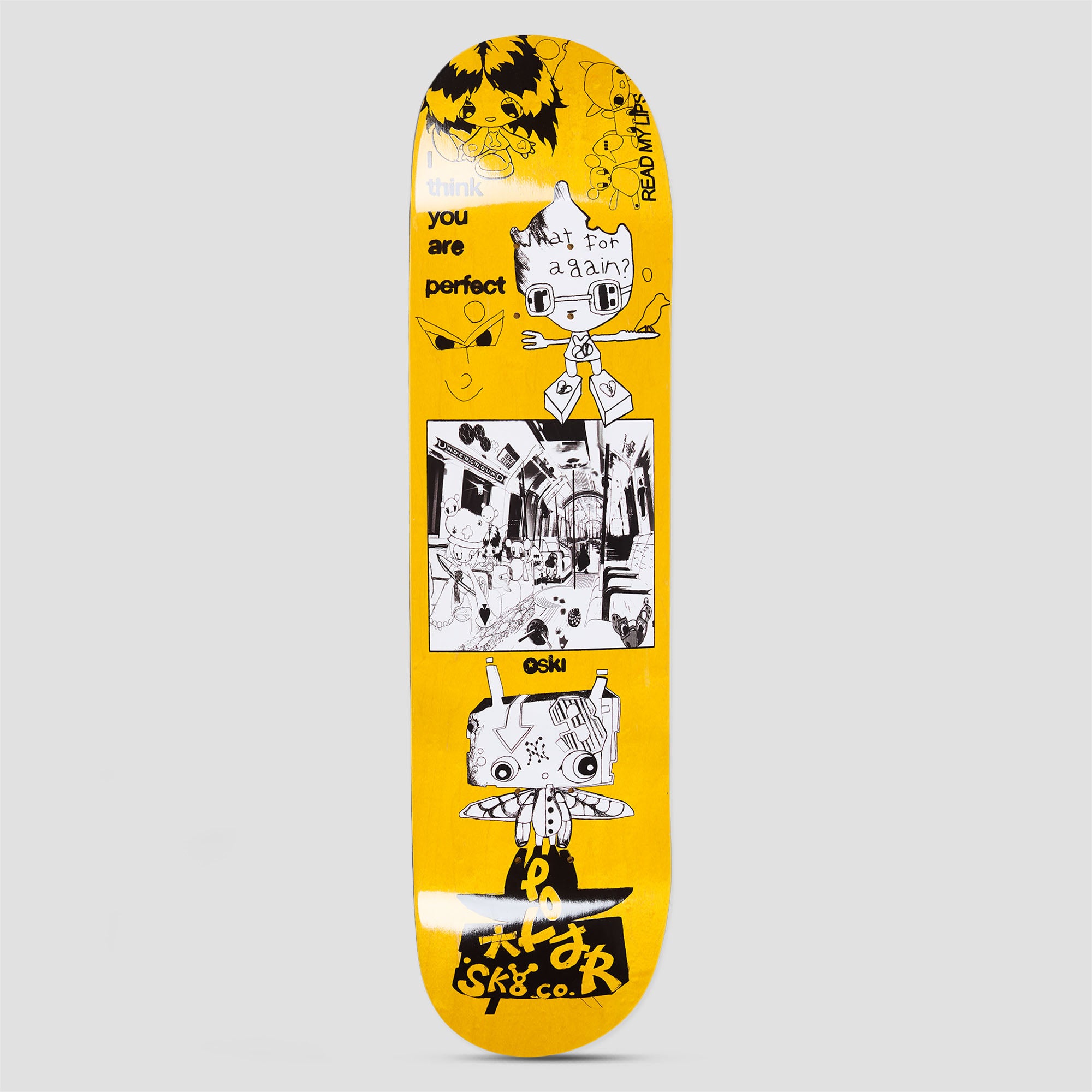 Polar 8.0 Oski I Think You Perfect Skateboard Deck Yellow