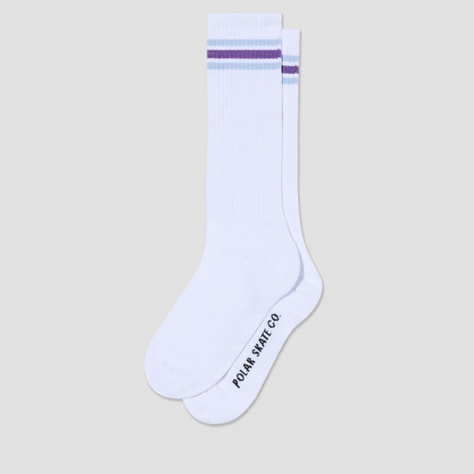 Polar Long Rib Socks Stripes White / Blue / Purple