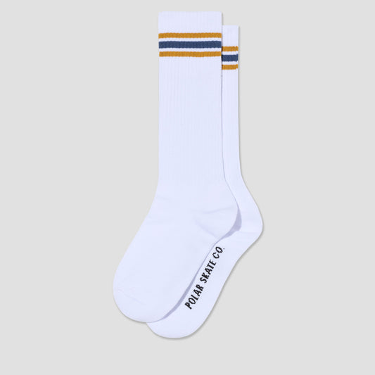 Polar Long Rib Socks Stripes White / Caramel / Blue