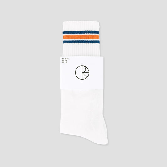 Polar Skate Co Rib Socks Long Stripe White / Blue / Orange
