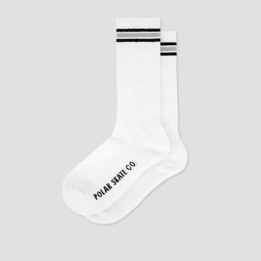Polar Skate Co Rib Socks Long Stripe White / Black