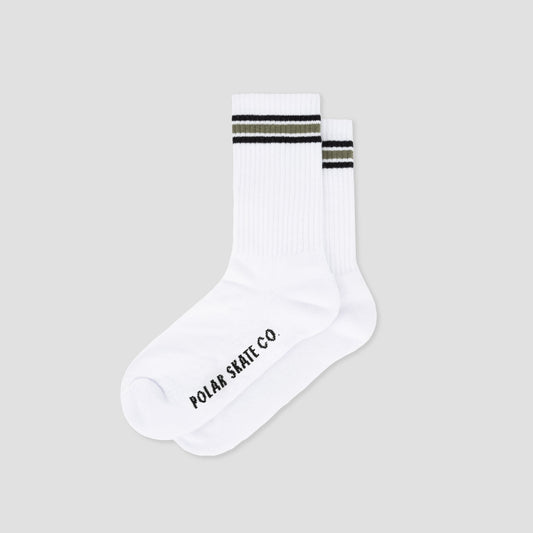 Polar Skate Co Rib Socks Stripe White / Black / Sage