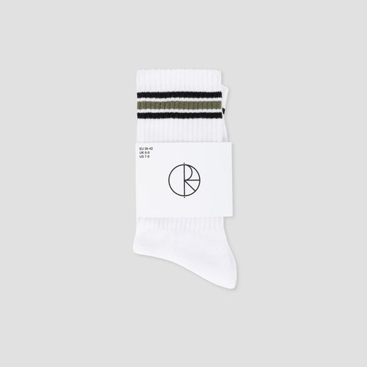Polar Skate Co Rib Socks Stripe White / Black / Sage