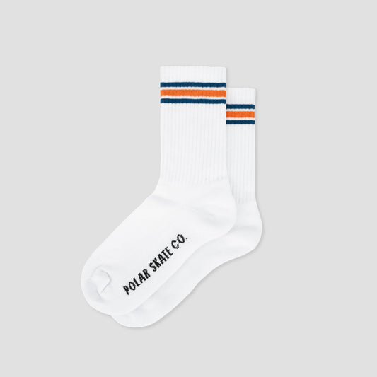 Polar Skate Co Rib Socks Stripe White / Blue / Orange
