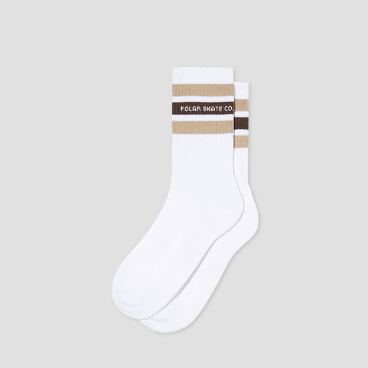 Polar Fat Stripe Rib Socks White / Beige