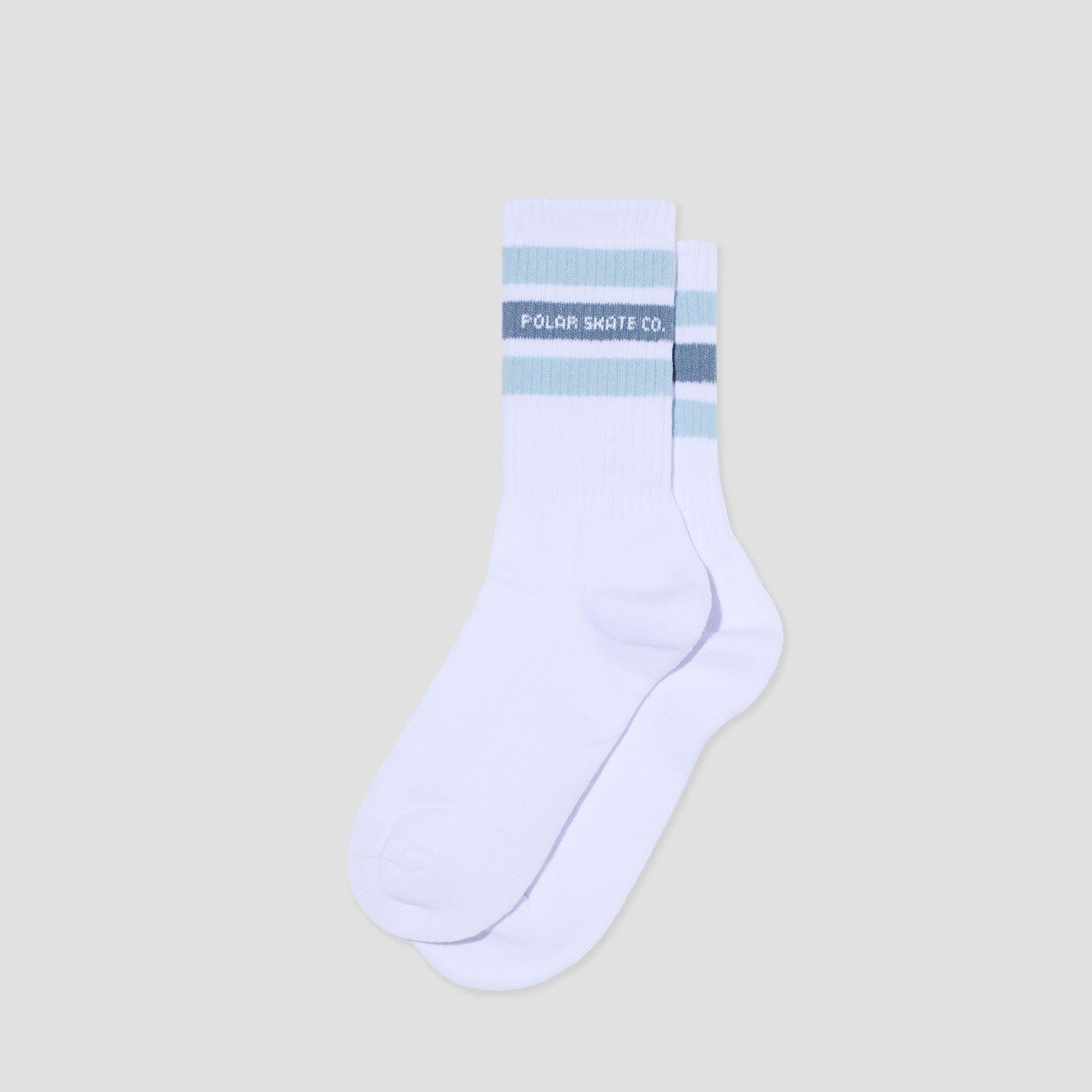 Polar Fat Stripe Rib Socks White / Light Blue