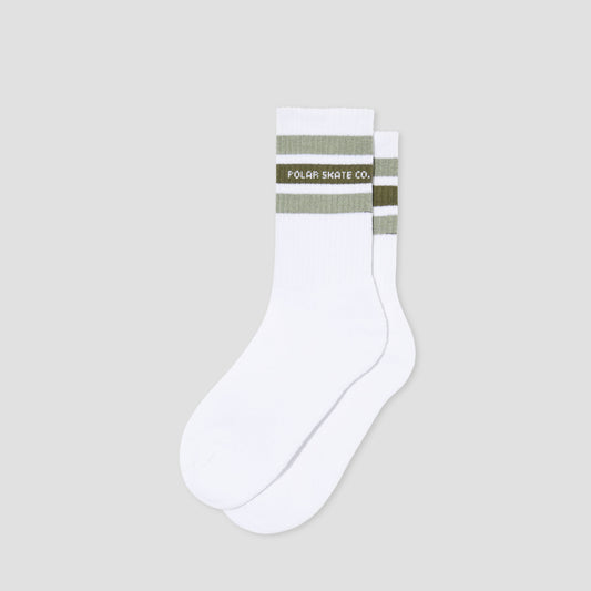 Polar Fat Stripe Rib Socks White / Sage