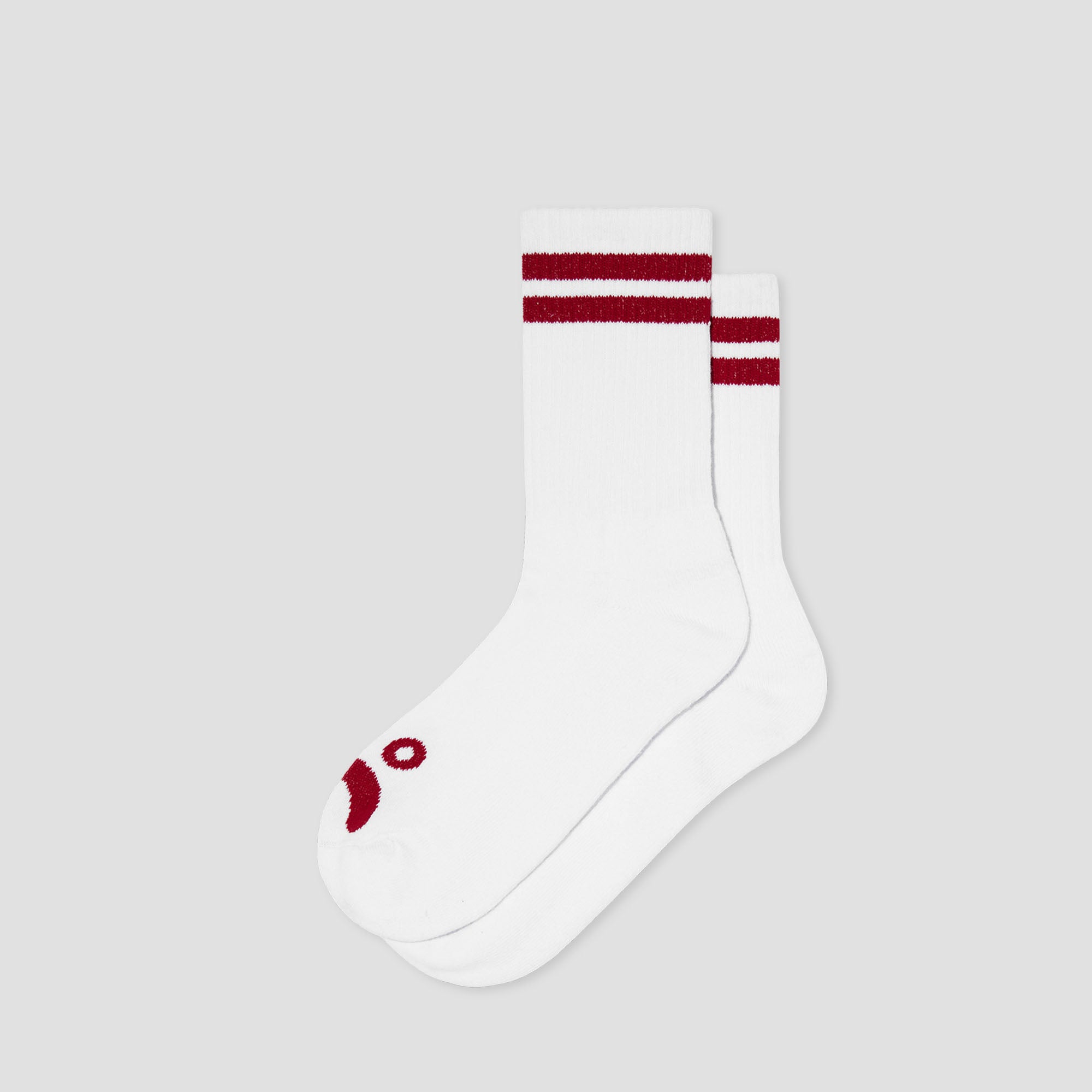 Polar Happy Sad Rib Socks White / Red
