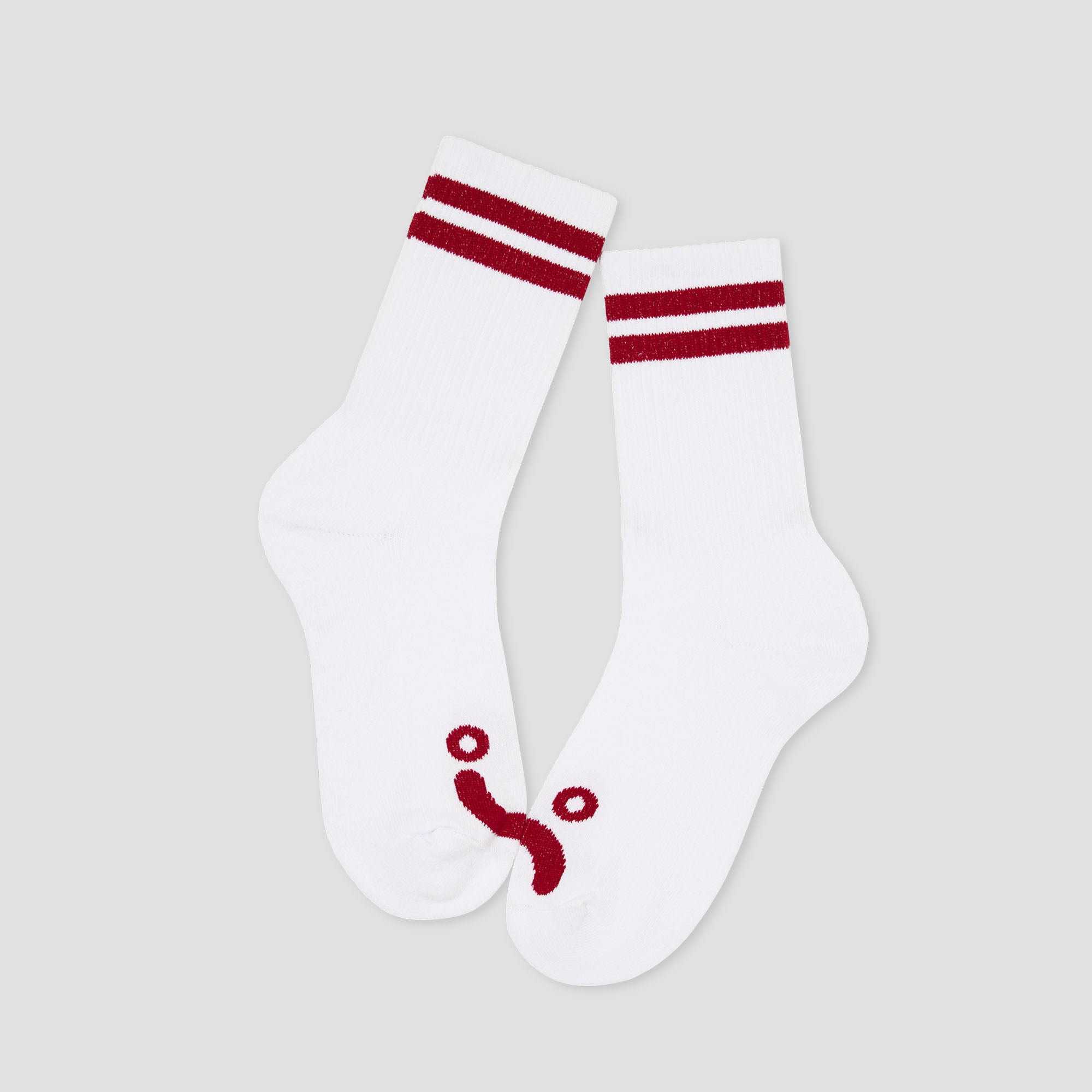 Polar Happy Sad Rib Socks White / Red