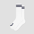 Load image into Gallery viewer, Polar Happy Sad Rib Socks Long White / Navy
