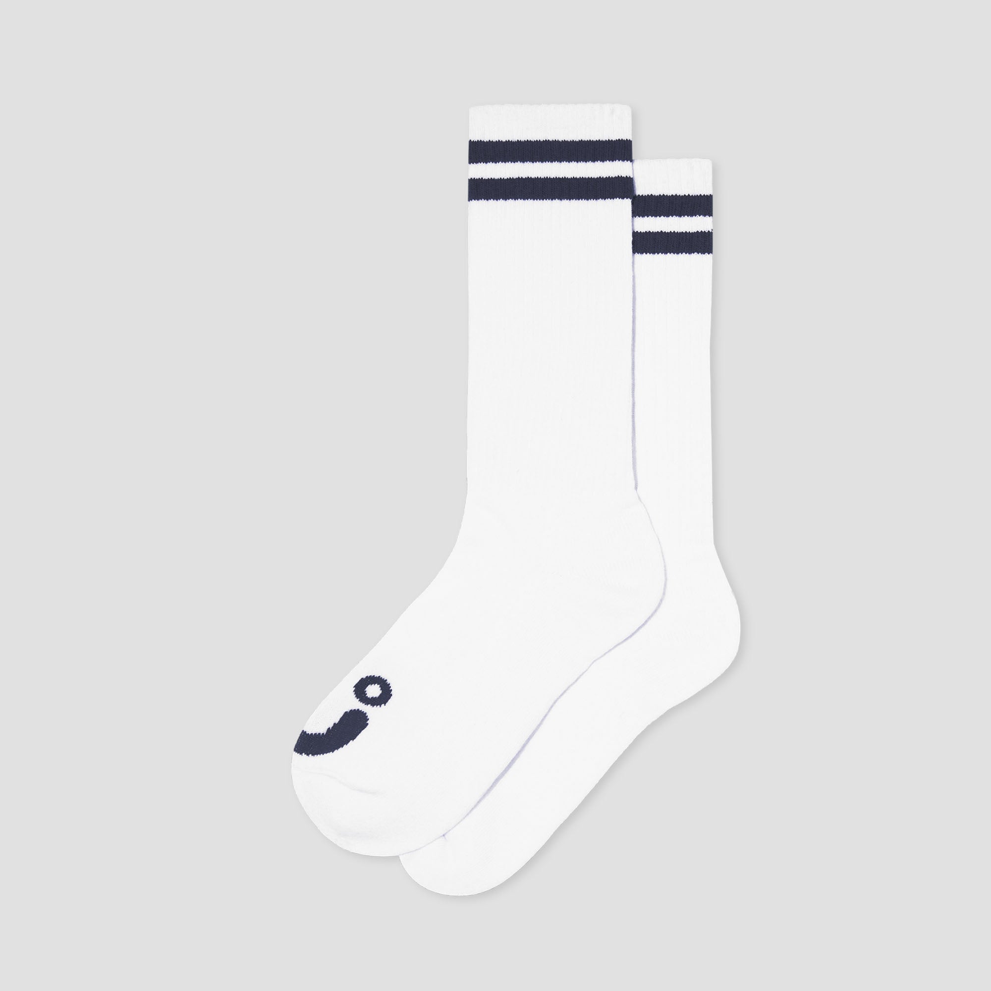 Polar Happy Sad Rib Socks Long White / Navy