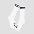 Load image into Gallery viewer, Polar Happy Sad Rib Socks Long White / Navy
