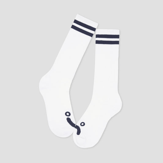 Polar Happy Sad Rib Socks Long White / Navy