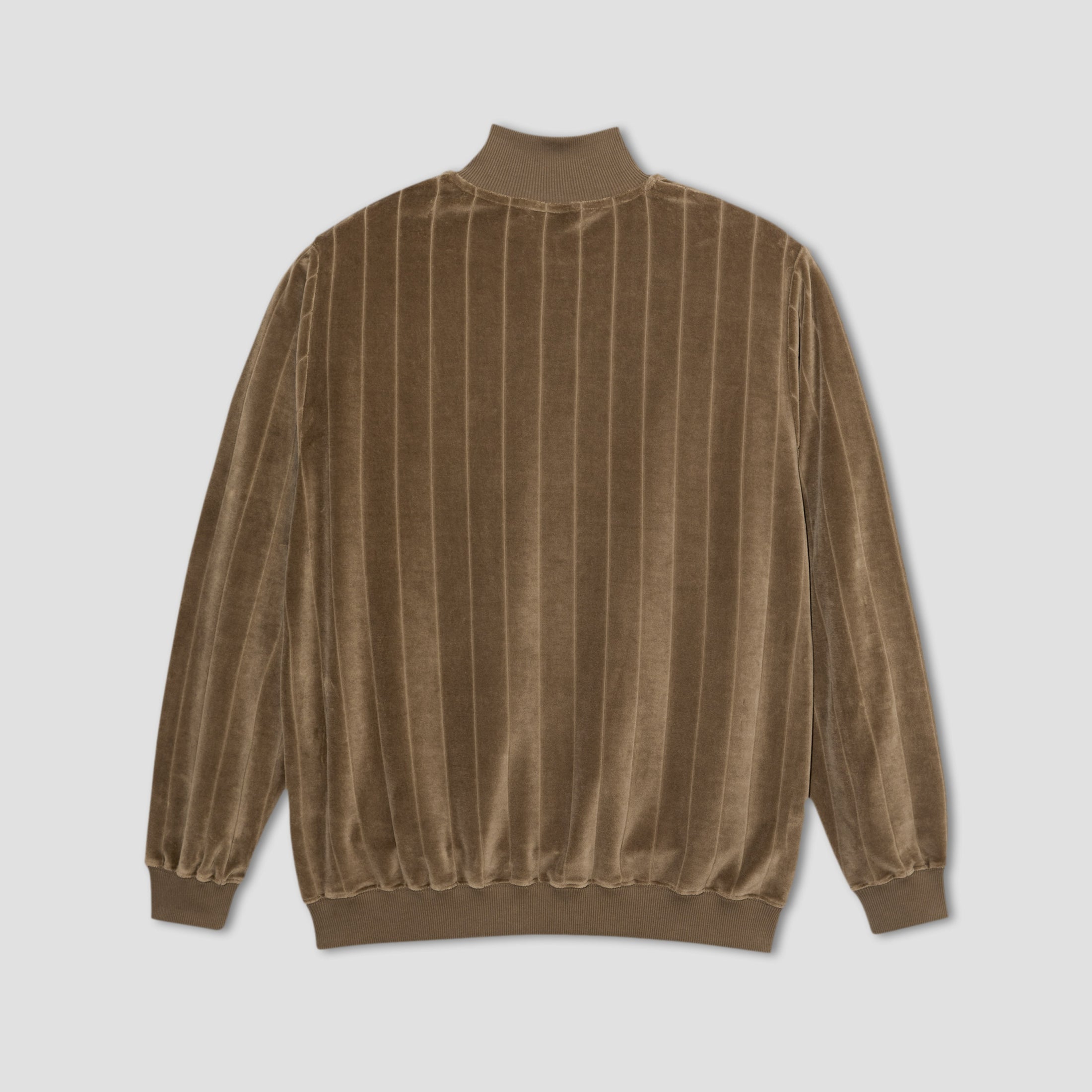 Polar Zip Neck Stripe Velour Crew Beech