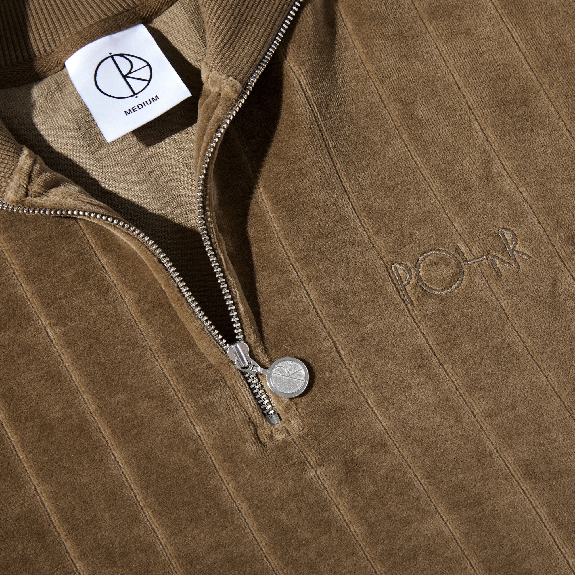 Polar Zip Neck Stripe Velour Crew Beech