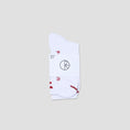 Load image into Gallery viewer, Polar Rib 2 Stripes Socks White / Cherry
