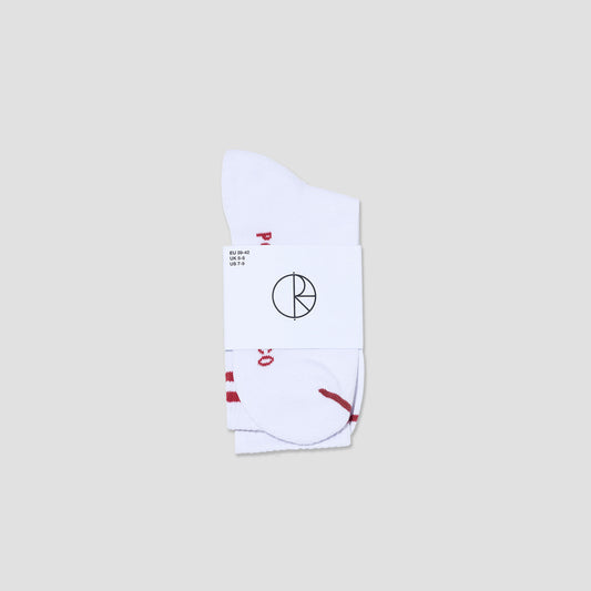 Polar Rib 2 Stripes Socks White / Cherry