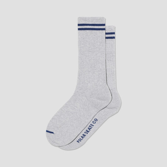 Polar Rib Long 2 Stripes Socks Heather Grey / Blue