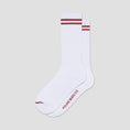 Load image into Gallery viewer, Polar Rib Long 2 Stripes Socks White / Cherry
