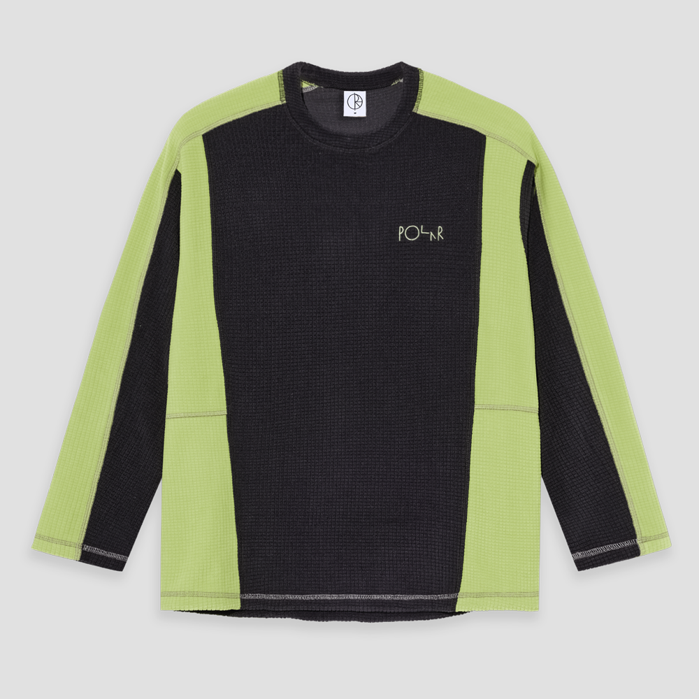 Polar Grid Fleece Sweater Black / Chartreuse