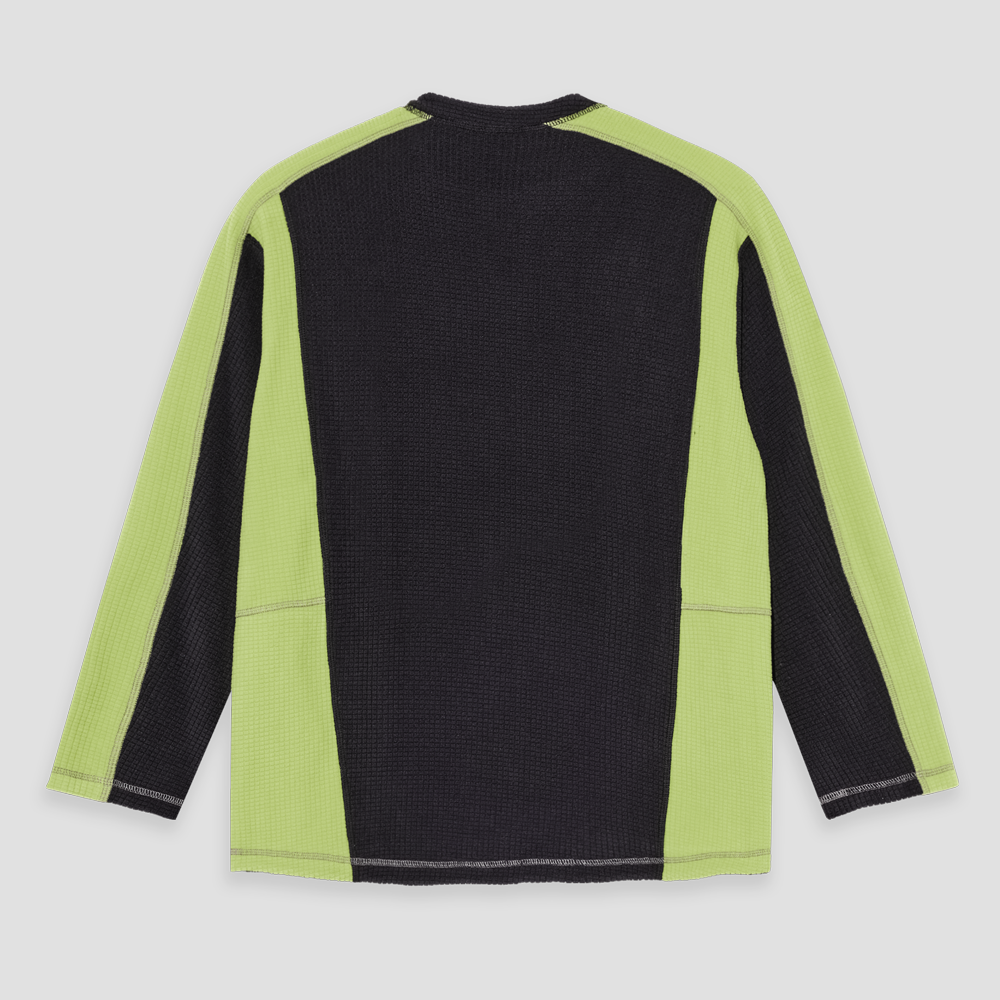Polar Grid Fleece Sweater Black / Chartreuse