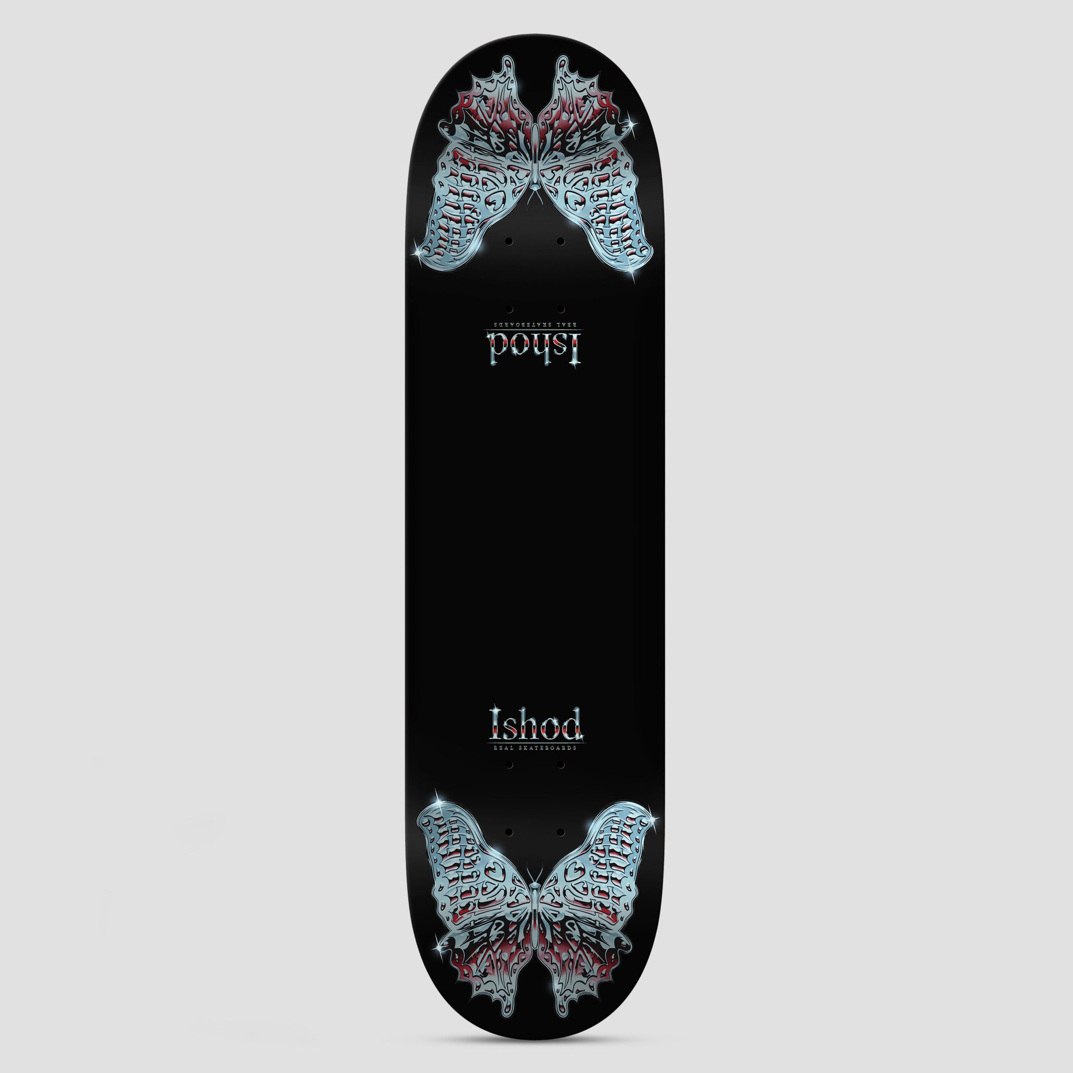 Real 8.38 Twin Tail Ishod Mariposa Chrome Redux DBX Skateboard Deck Black