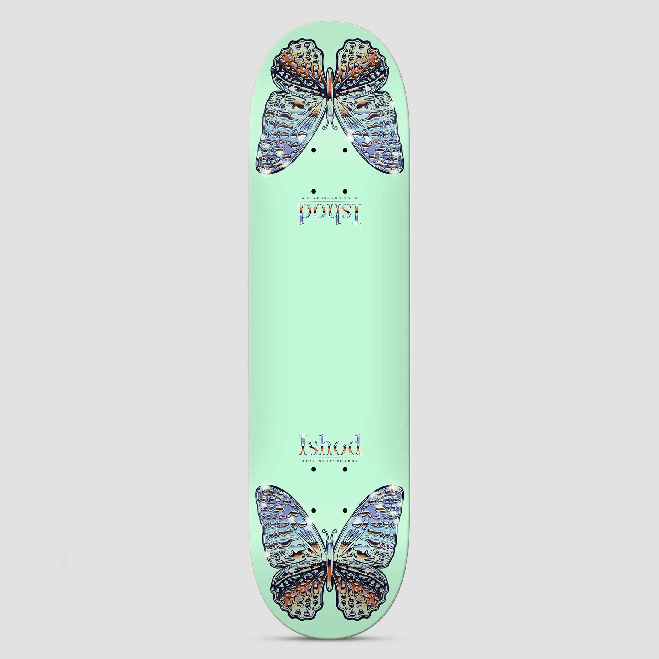 Real 8.5 Ishod Mariposa Chrome Twin Tail Skateboard Deck Teal