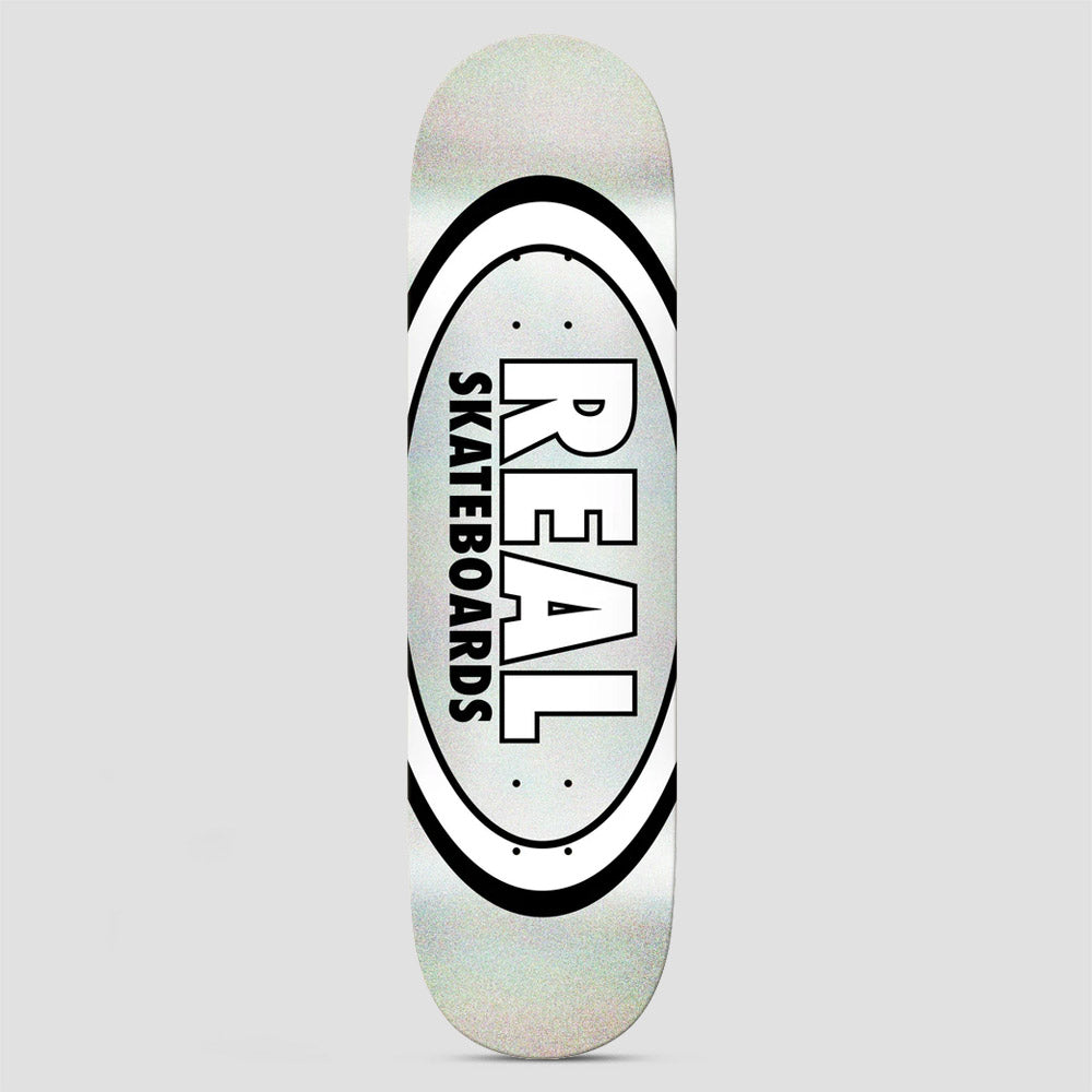 Real 8.5 Team Classic Oval Skateboard Deck Easy Rider Silver Holo
