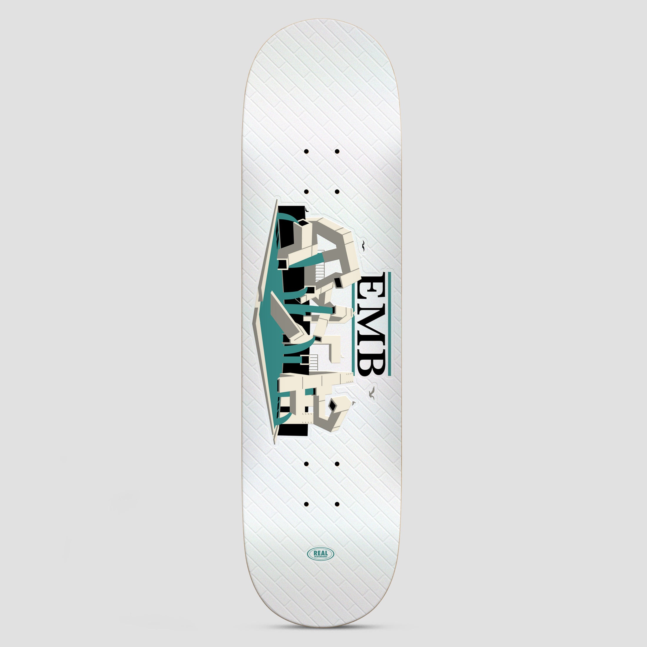 Real 8.5 Team EMB Skateboard Deck White
