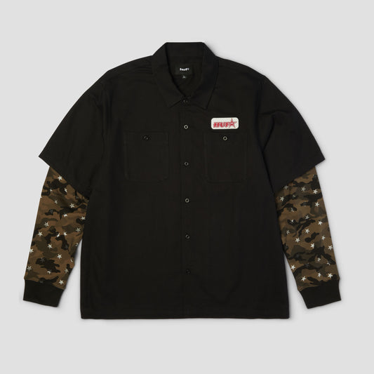 HUF Shadows Longsleeve Work Shirt Black