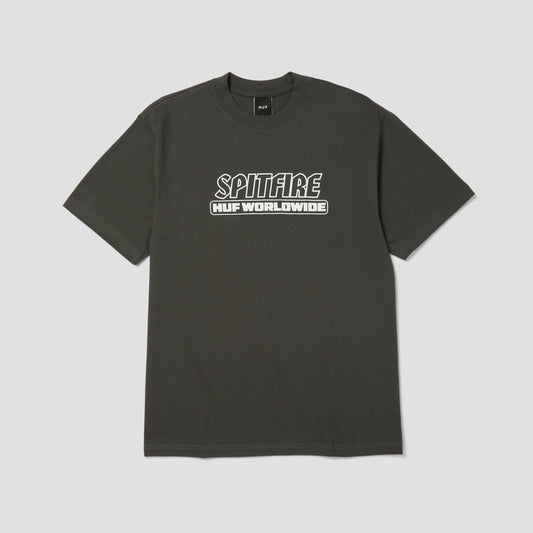 HUF x Spitfire Burn Heavyweight T-Shirt Washed Black